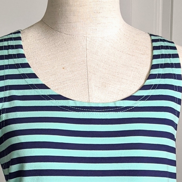 Sail To Sable Dress Maxi Stripe Sleeveless Cotton Stretch Knit Navy Mint M NWT - Picture 6 of 8